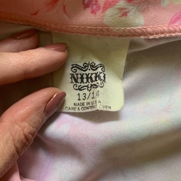 Nikki Pastel Floral Short Sleeve Button Up Blouse Size 13/14 Womens Shirt VTG - Picture 4 of 4